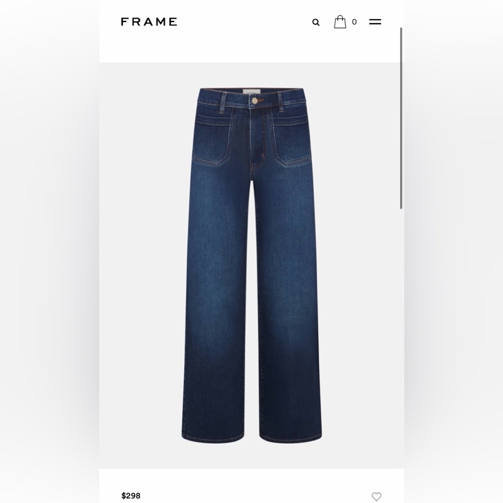 Nwt FRAME Le Pixie Slim Palazzo Dark Indigo Jeans